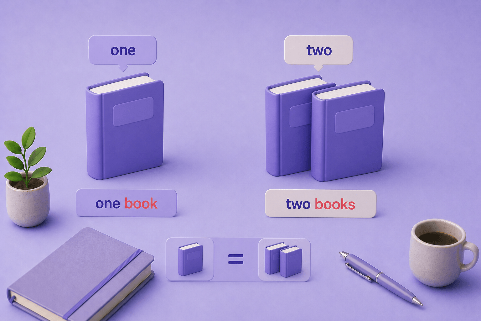 Единственное и множественное число — one book / two books