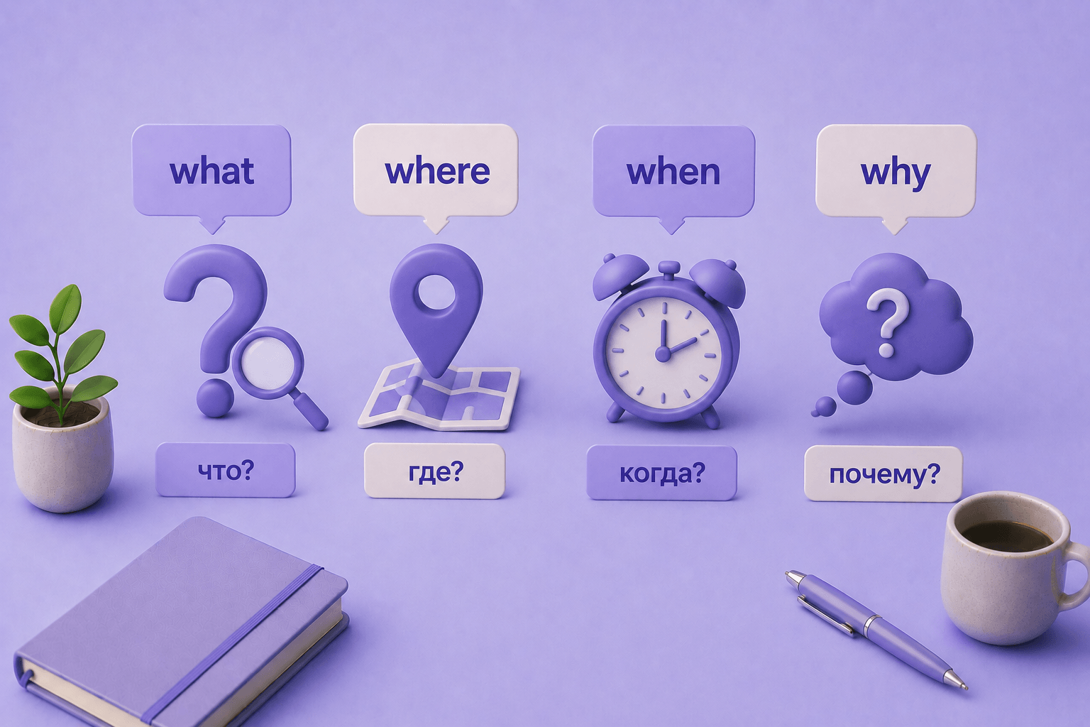 Вопросительные слова — what, where, when, why, who, how
