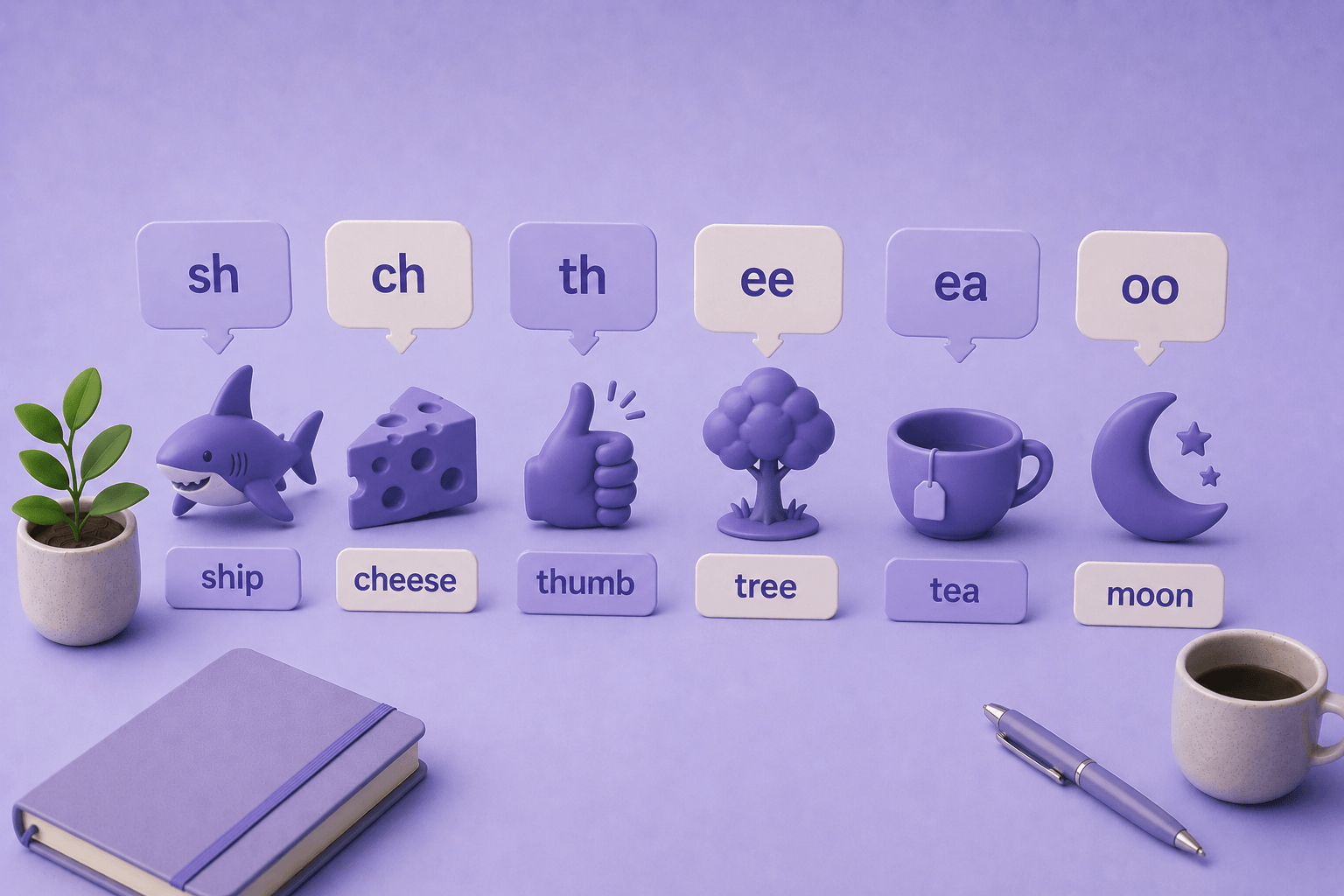 Буквосочетания sh, ch, th, ee, ea, oo и другие